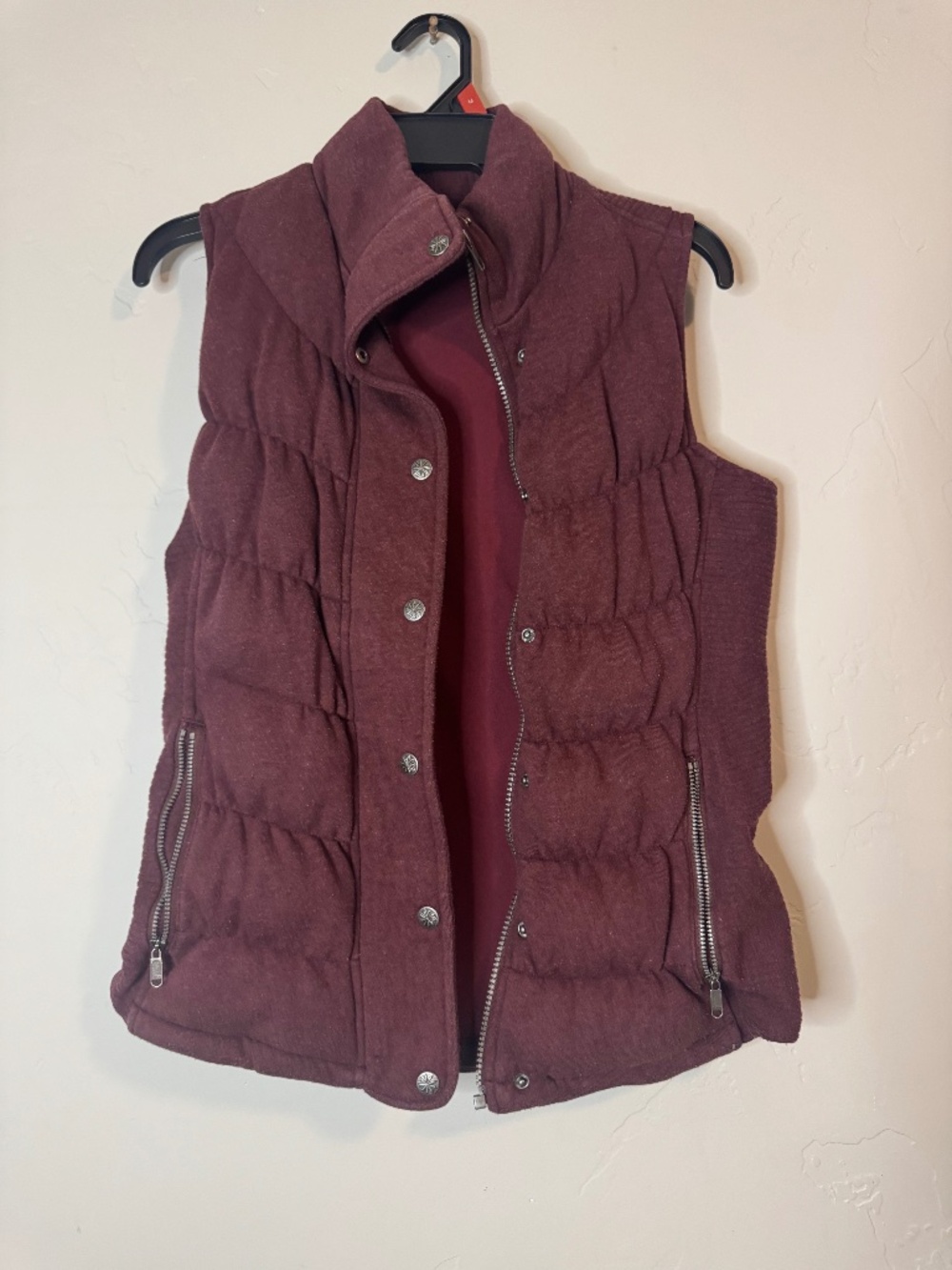 Athleta Burgundy Zip Up Vest, Size S